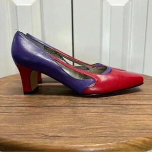 Vintage Leather Ross Hommerson Pumps Purple Red Women’s size 6.5 Retro